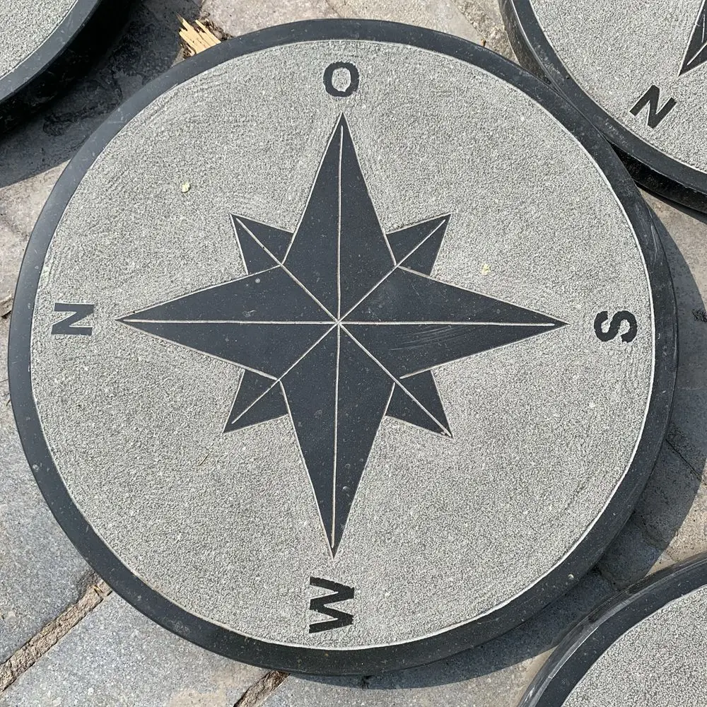 Carved Slab Black Granite Compass Stepping Stone Pavers - Buy Granite ...