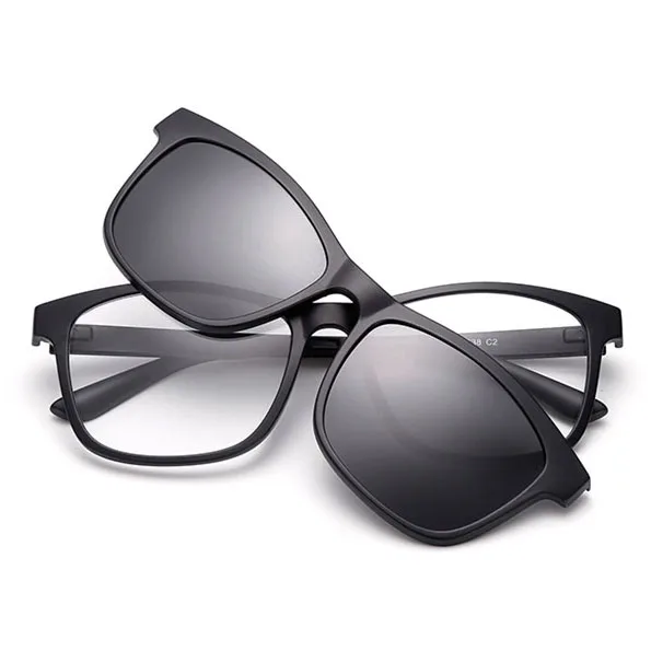 

Hot Sale popular TR90 square frame magnetic clip on sunglasses polarized