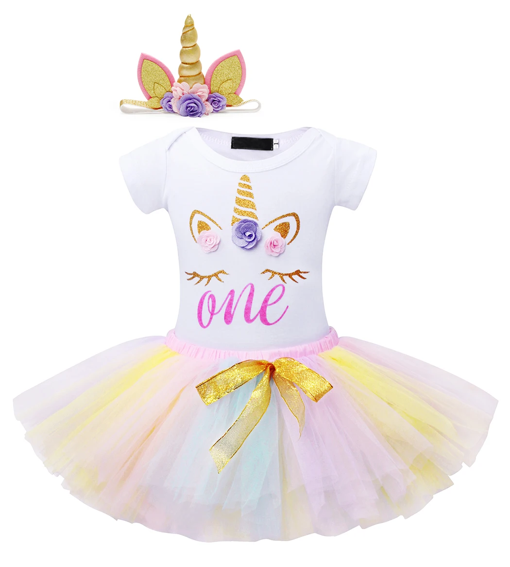 

wholesale summer flowers girls unicorn ruffles clothing birthday party costume children cosplay wedding tutu princess dresses, White