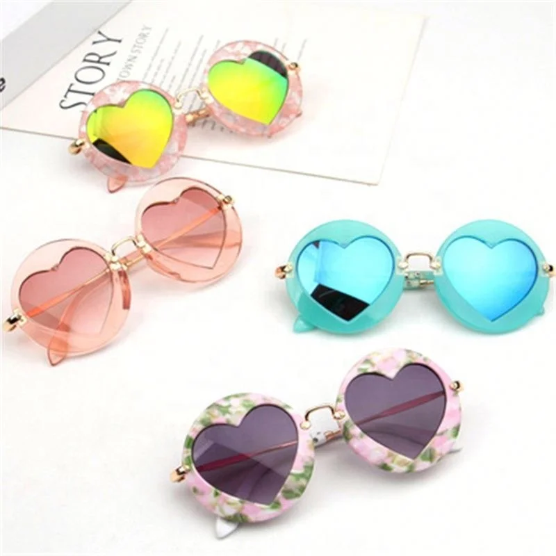 

Luxury Round Love Kids Sunglasses Heart Fashion Lovely Sun Glasses in Stock, 6 colors