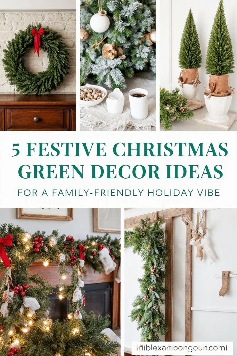 DIY mason jar filled with greenery and LED light for holiday centerpiece