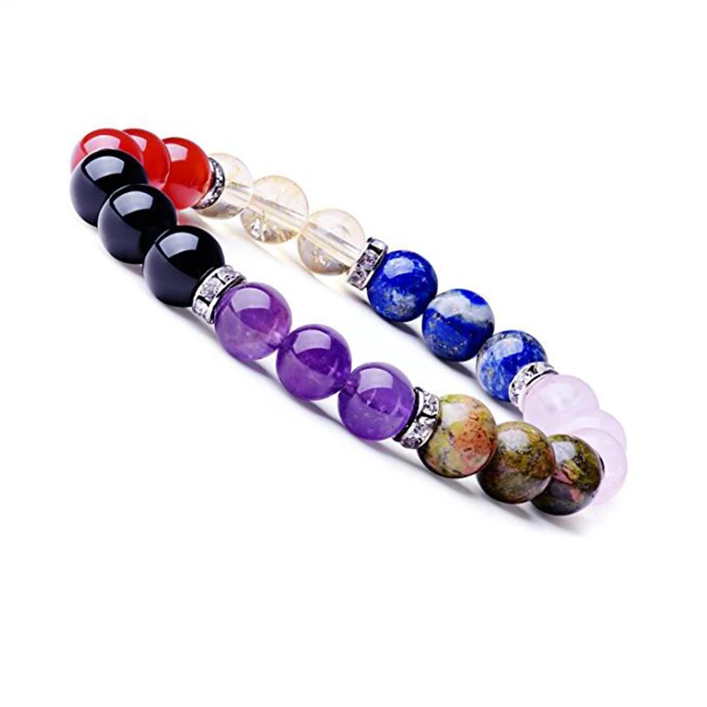 

High Quality 7 Chakra Healing Energy Spacer Beaded Stone Bracelet Prayer Gift Unisex