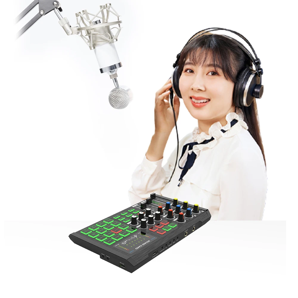 

Hot selling multi-function usb live home professional audio mixer v8 v10 sound card