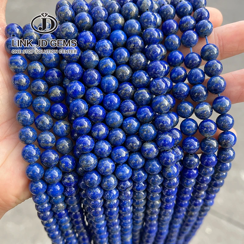 

JD Wholesale 4 6 8 10 12 MM Pick Size Round Loose Beads AAAAA Natural Real Lapis Lazuli Stone Beads For Jewelry Making