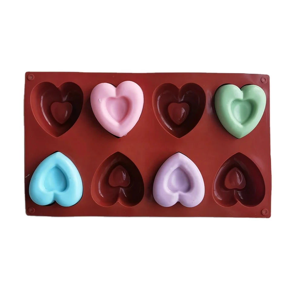 

New 8 Cavity Heart Doughnut Silicone Cake Mold Cookies 3D DIY Handmade Kitchen Reuse Baking Tools Decorating Mousse Making Mould