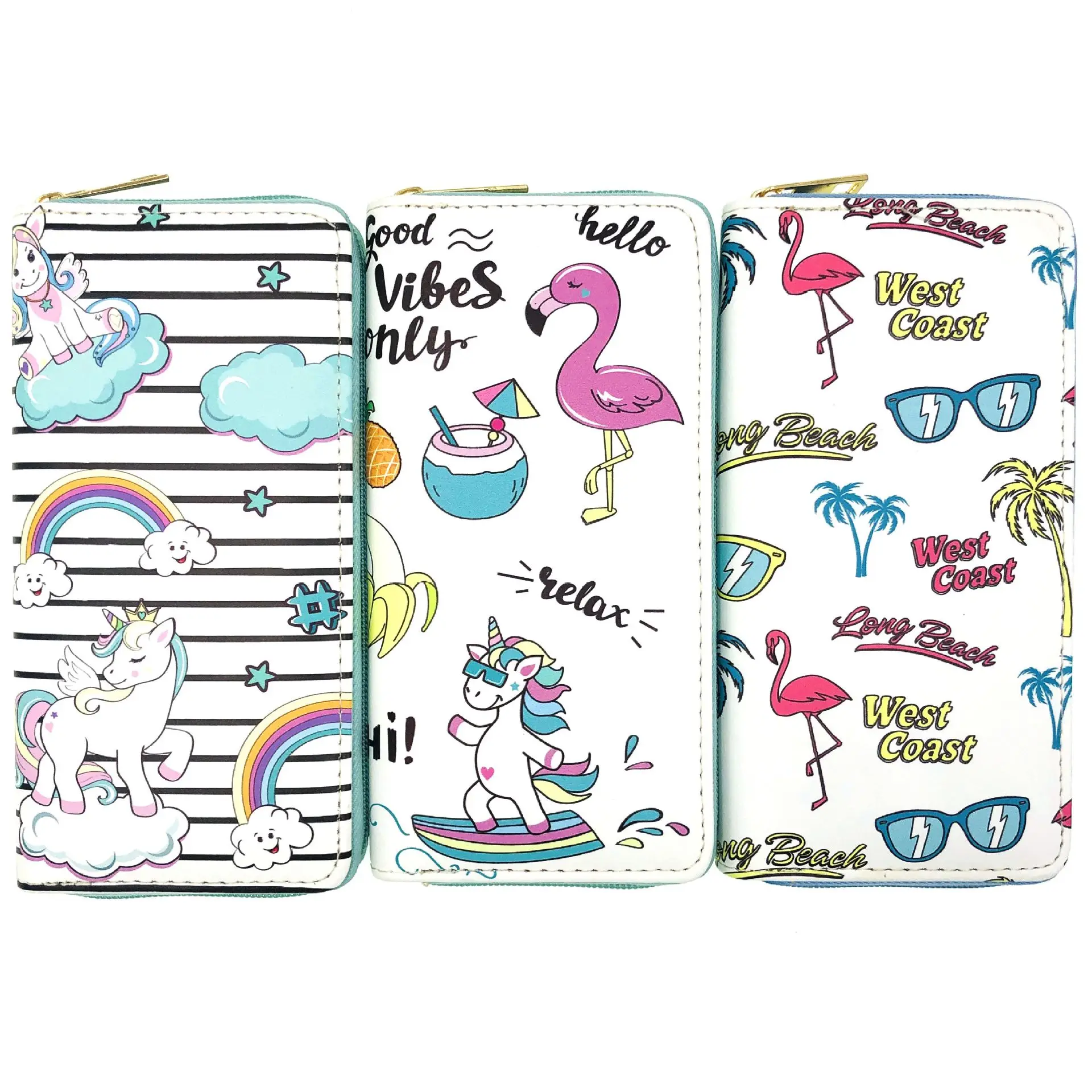 

Cartoon Pattern PU Leather Cute Unicorn Pattern Wallet Printed Wallet for Women Girl Kids Long Zipper Purses