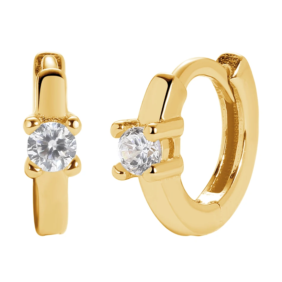 

factory wholesale silver jewelry 18k gold plated 925 sterling silver simple style cubic zircon huggie earrings for women