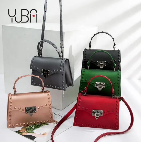 

luxury Designer Messenger Rivet Litchi PVC Jelly Bolsas Designer leather crossbody handbag for women