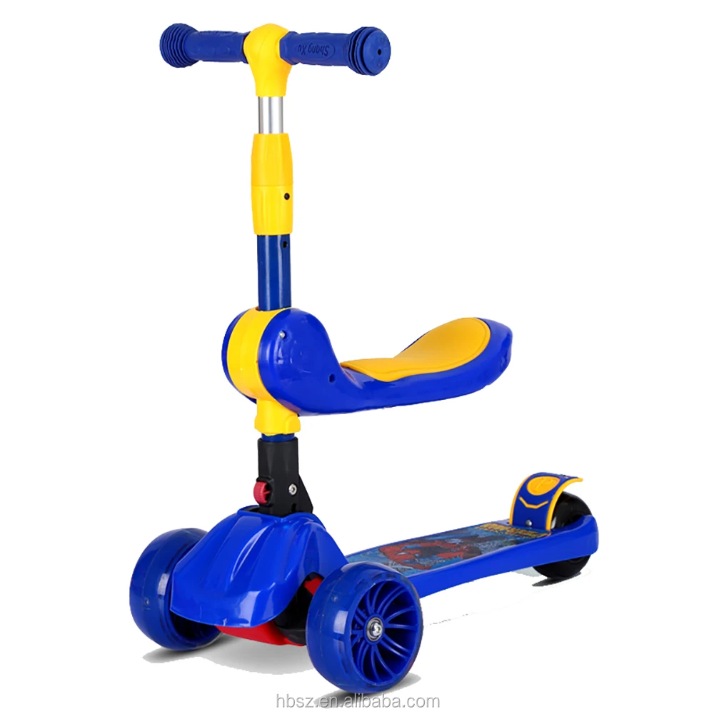 

2021 New Design 3 wheels 2 in 1 kick scooter Factory Supply Cheap Scooter with seat Durable Children Scooter With Flashing Wheel