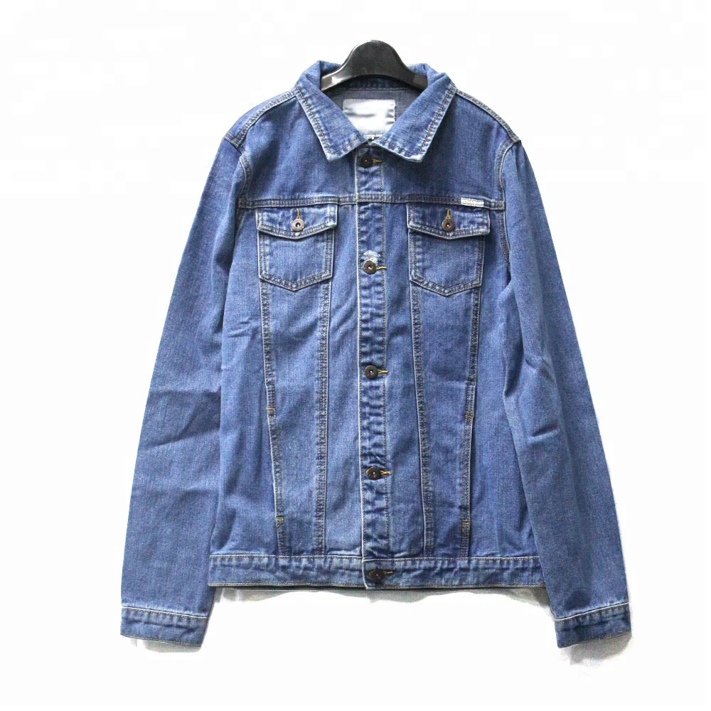 

Women stock denim blue flamingo spray paint long jean jackets, Denim blue or as customers' requested