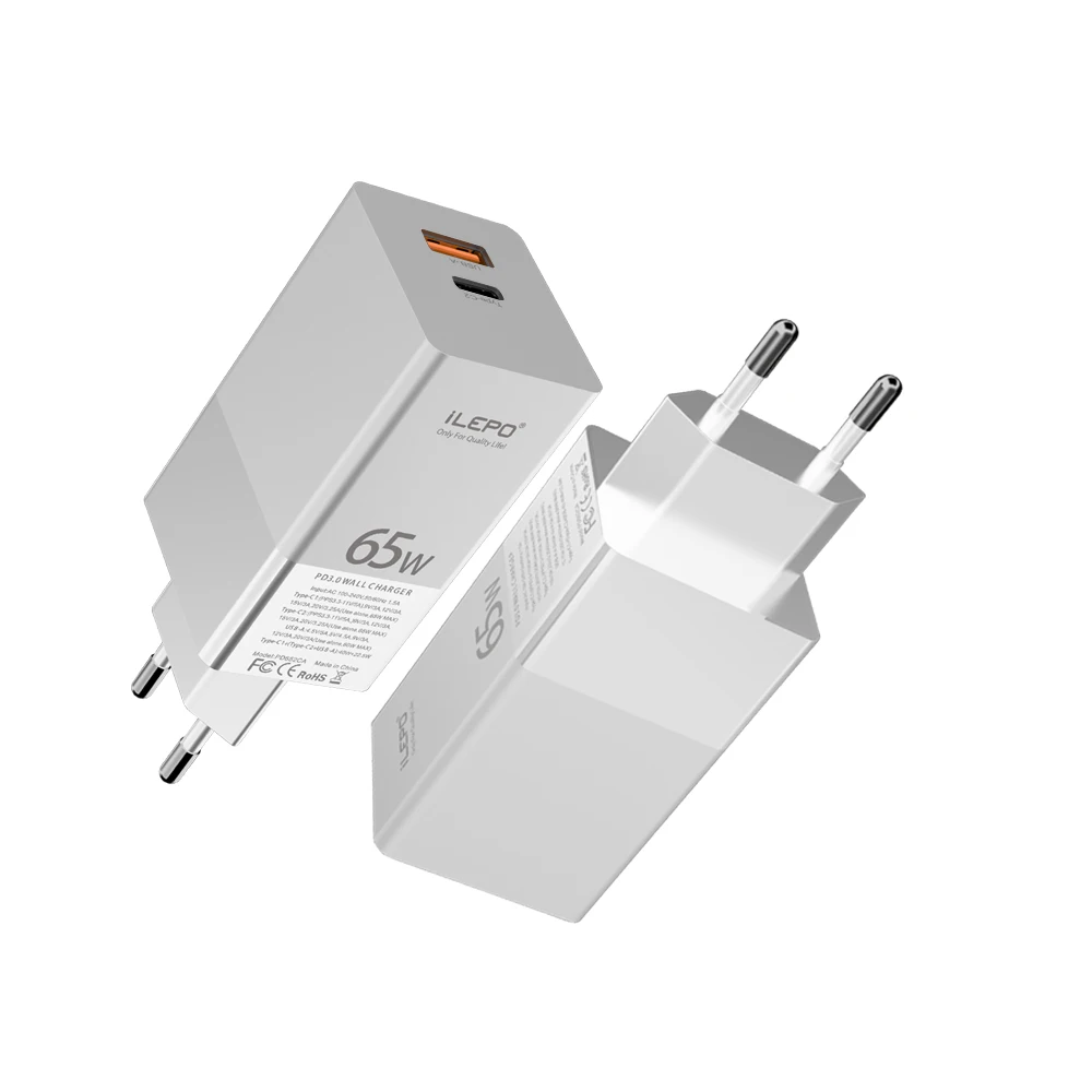 

USB-C Power Delivery PD-65W Type-C Travel Wall Charger GaN Charger 65w for iphone