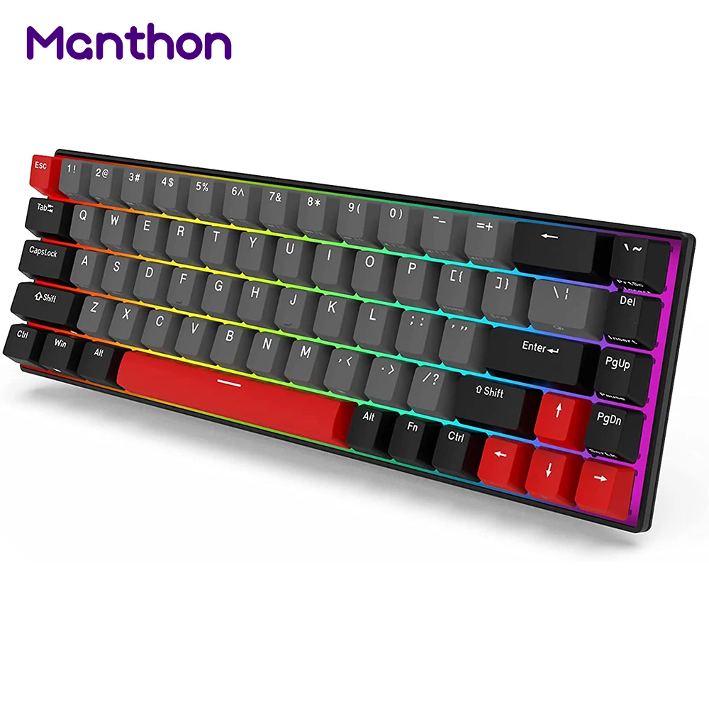 

Wireless RGB Ak33 60% 63 60 Mini Ymdk Spanish Red Type C Mechanical Keyboard