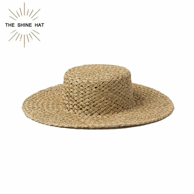 

INS Summer Design Custom Sun Beach Boater Wide Brim Sea Grass Promotion Wholesale Women Seagrass Hat 2020 Free Seaweed Hat Plain