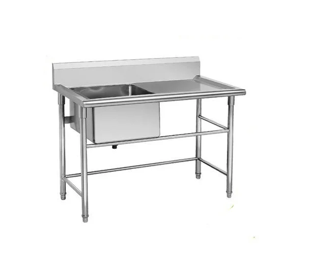 酒店餐厅厨房设备手工制作商用厨房水槽长凳不锈钢大碗水槽台工厂