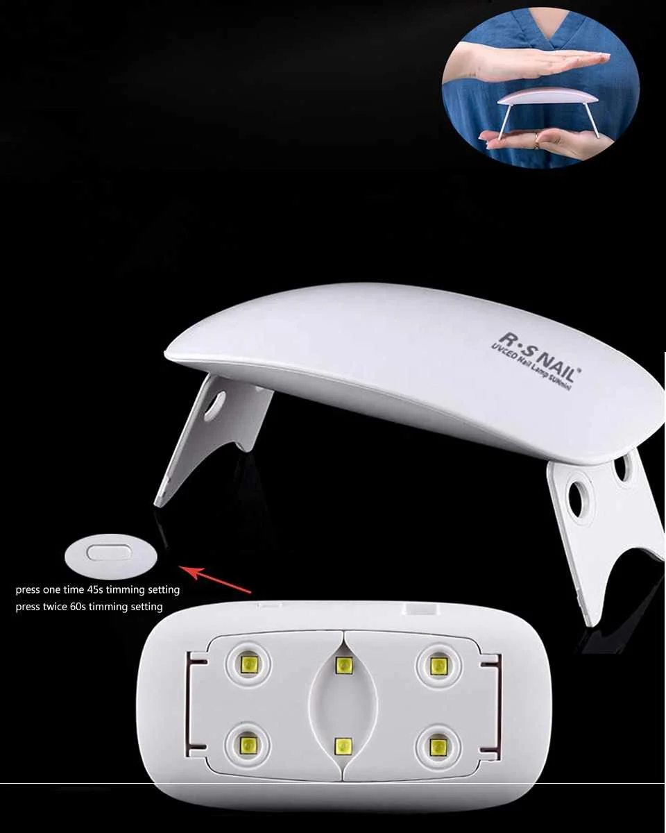

RS Nail Nail 6W UV LEDDryer Portable USB Cable for Primer Gift Home Use Nail Art Beauty