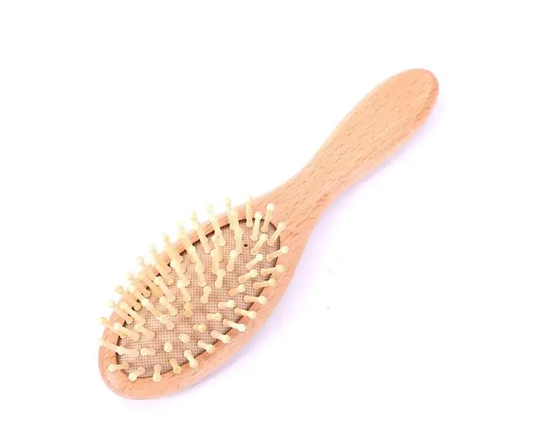 

Hot Selling Soft Goat Hair Bristle Baby Hair Brush Massage Paddle Customized Logo Hair Brush Set, Natural wood color