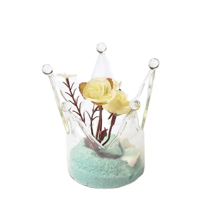 

Creative transparent glass crown vase candlestick stylish home, Clear