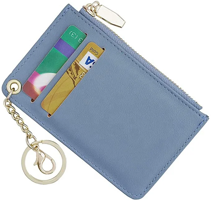 

Small Wallet For Women Slim Leather Card Case Holder Wallet Coin Purse with Keychain, Available