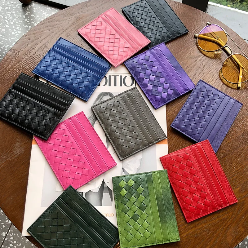 

New sheep pickup bag female one piece multi card braided card holder ultra thin card sleeve for women