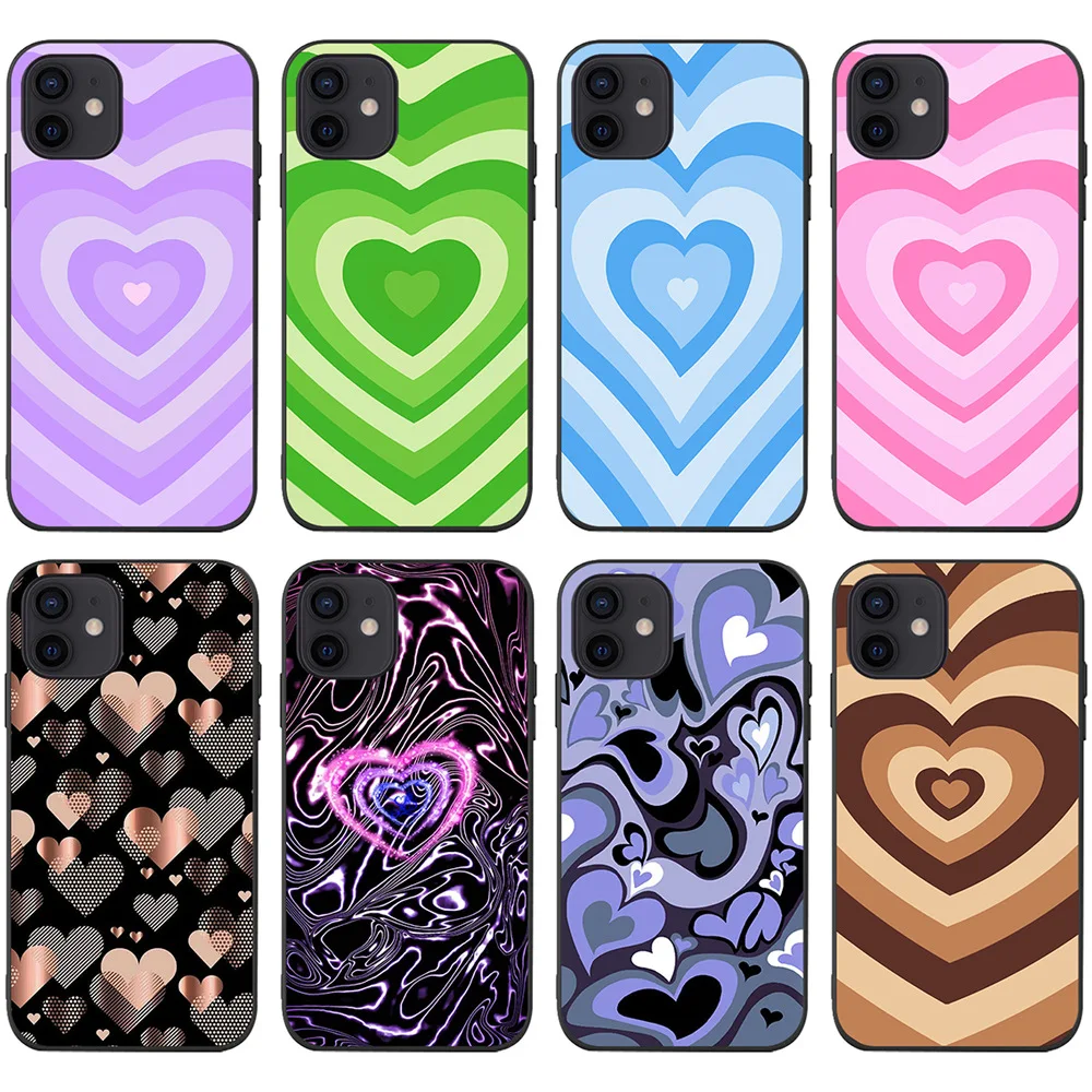 

Cute Case for Girls Women Love Swirls Heart Circle Soft TPU Case for iPhone 12 Pro Max XR XS MAX 11 Pro, Multi