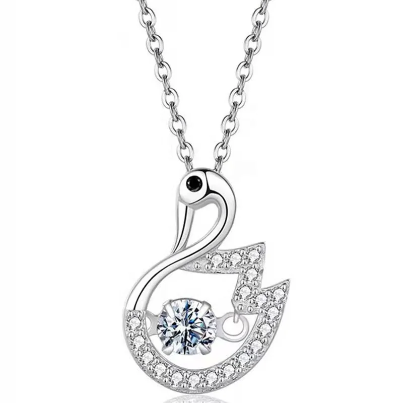 

Elegant Swan Pendant Necklace Hollow animal Titanium steel necklace Noble luxury zircon necklace, Gold/platinum
