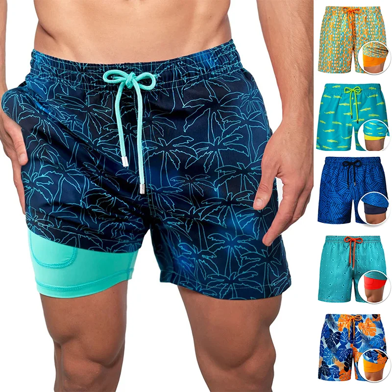 

Hot Sale Wholesale Beach Floral men Loose Shorts Customize logo swimwear Quick Dry Summer Men's Casual short Beach Pants, Black, blue, grey, biege, dark blue, dark grey