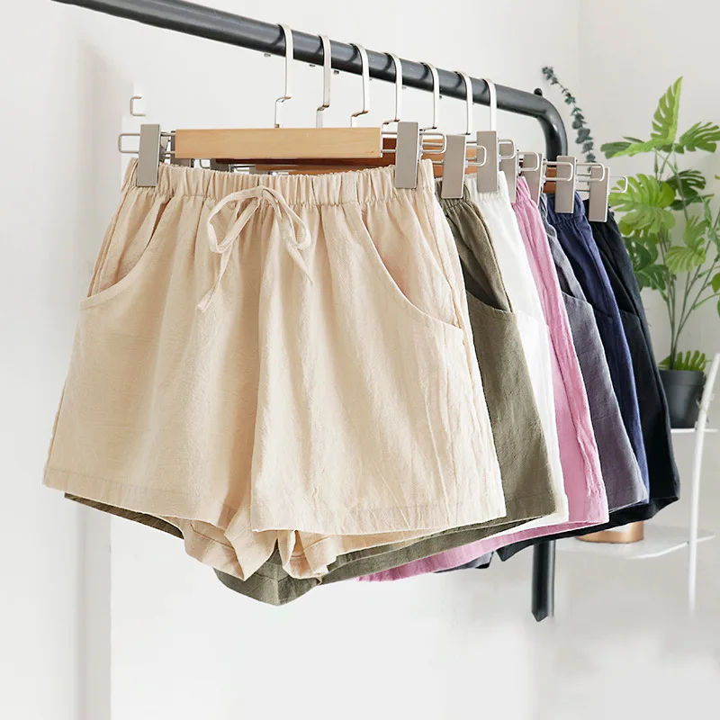 

New Women's Shorts Summer Hot Casual Cotton Linen Shorts Plus Size Mid Waist Short Fashion Women Streetwear Short Pants