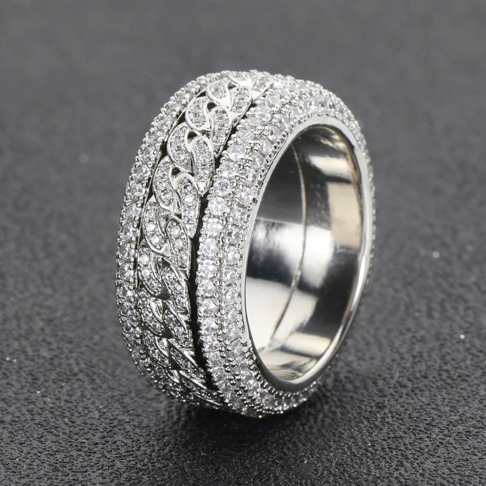 

Wholesale New Fashion Cheap Price 18K White Gold Plated Women Men Hip Hop Iced Out Moissanite Simulants Ring