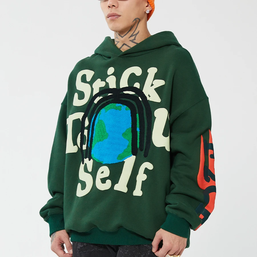 Factory ODM Men's Hooded Cotton Polyester Hoodie 50-400gsm 3D Foam Print for Autumn Season