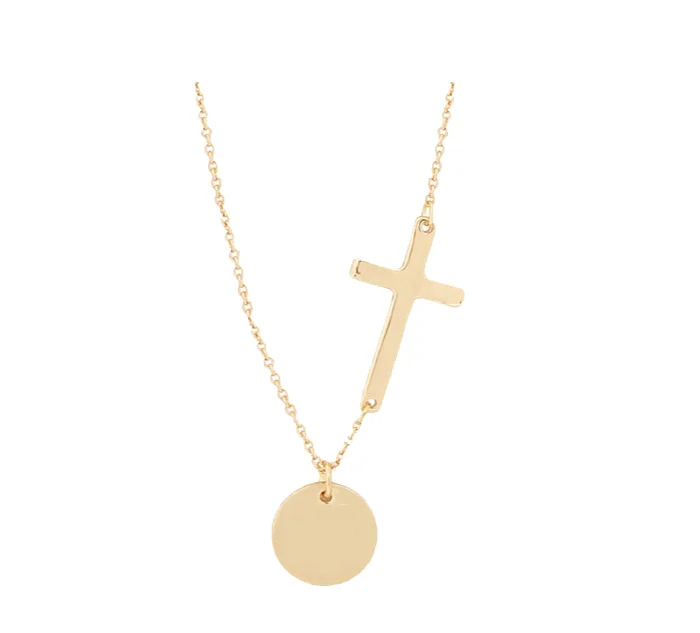 

Monogram Personalized Unique Coin Cross Necklace