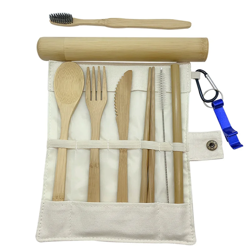 

Travel Wooden Outdoor Portable Reusable Custom Ecofriendly Bamboo Cutlery Set