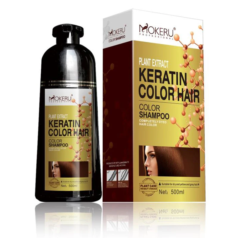 

Wholesale Mokeru 500ml Keratin Natural Permnent Hair Color Shampoo Long Lasting Fast Hair Dye Shampoo For Covering Gray Hair