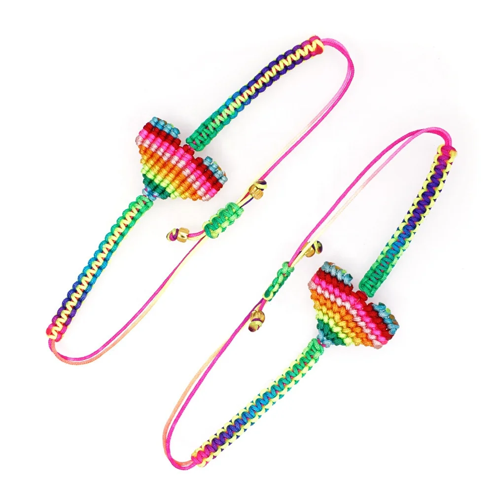 

Wholesale Jewelry DIY Adjustable colorful wax cord Hand woven rope bracelet Most Popular Heart Bracelet for women gift, Picture