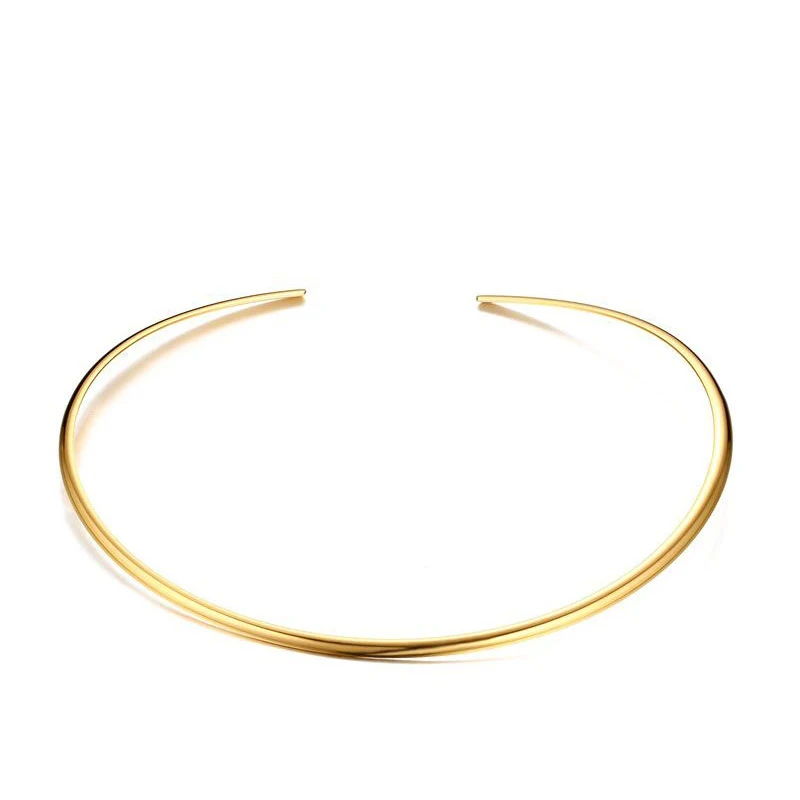 G1804 Fashion Jewelry 18k Gold Plated Choker Minimalist Necklaces Collar Neck Cuffs Stainless Steel Choker Necklace