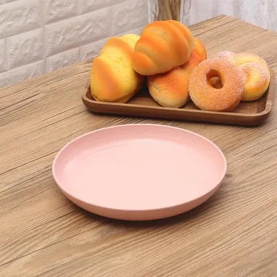 

Bowl Children Tableware Set Wheat Straw Dinnerware Sets  Plate, Blue, pink, beige, green