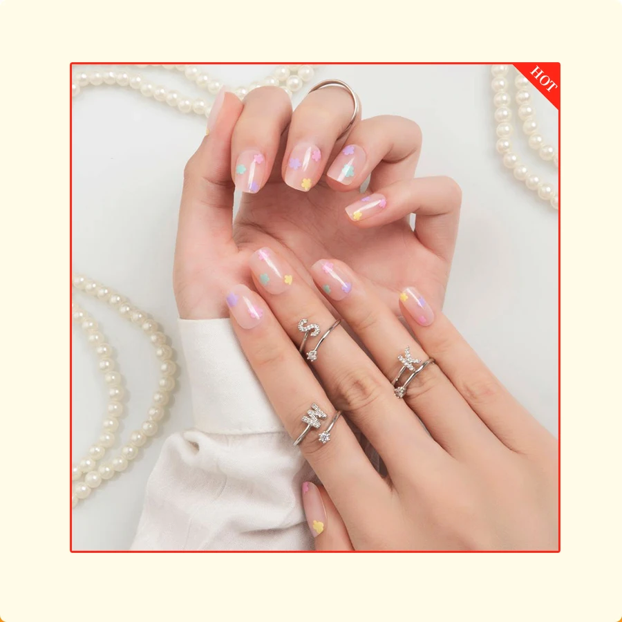 

Nail Supplier Wholesale Price Full Cover Designed Nail Natural Look Nude Base Faux Ongles Press on Nails unas postizas