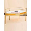 Customize Luxurious Cartier Jewelry Shop Cabinet With Plating Gold Color Brushed Stainless Steel Frame Bright LED Lights
