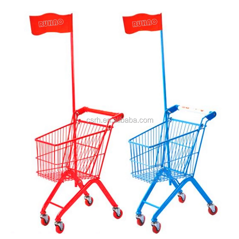 RH-SC04 480*320*660mm+800mm  Kids Metal Shopping Carts with Flag