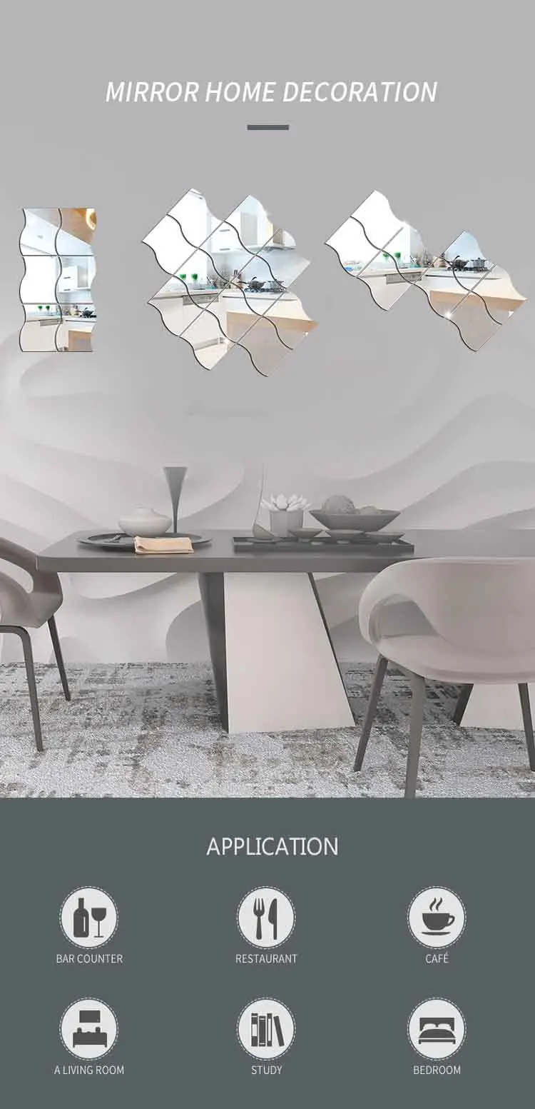 Wholesale modern custom size wall mirror house decoration home diy wall decoration nursery wall decor