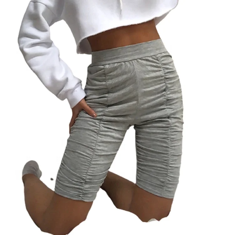 

2021 Summer High Waist Ruched Sweatpants Bermuda Shorts For Women