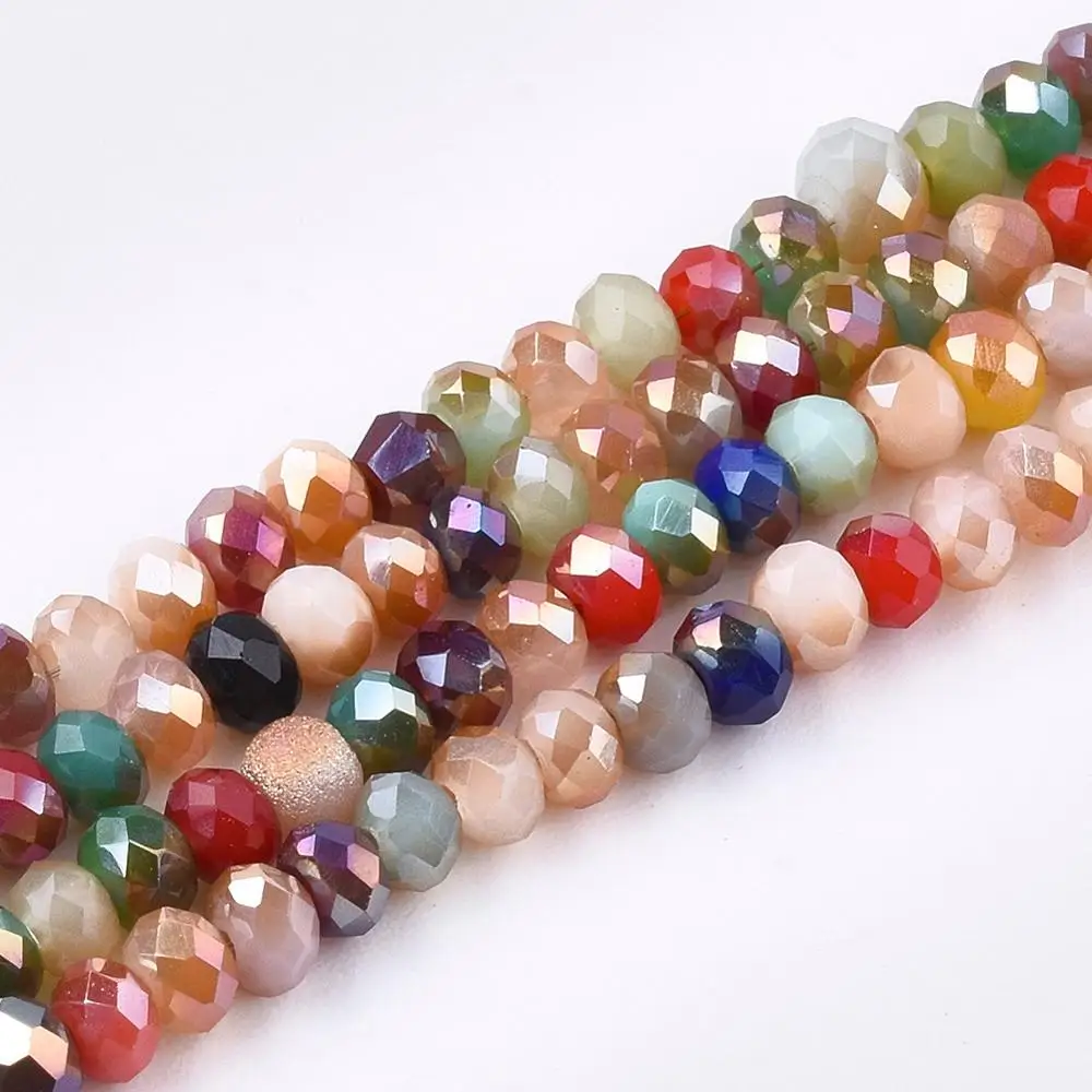 

Pandahall 3mm Electroplate AB Color Faceted Crystal Rondelle Glass Beads