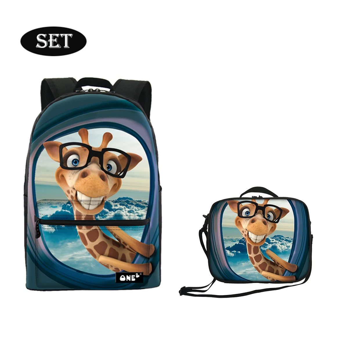 

New product china backpack and lunch bag set giraffe print eco friendly insulated fashion thermal lunch bag wholesale cheap, Customized