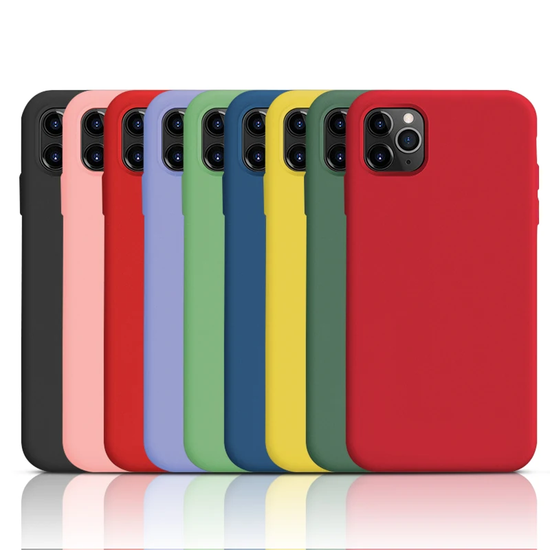

New Shockproof Liquid Silicone Mobile Phone Case Cover For Iphone 11 Pro Max In Con Logo Soft Rubber 360 With Cases Protect, Multiple