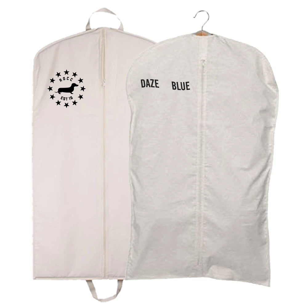 

Wholesale premium custom logo with print heavy duty cotton garment bags, White ,cotton
