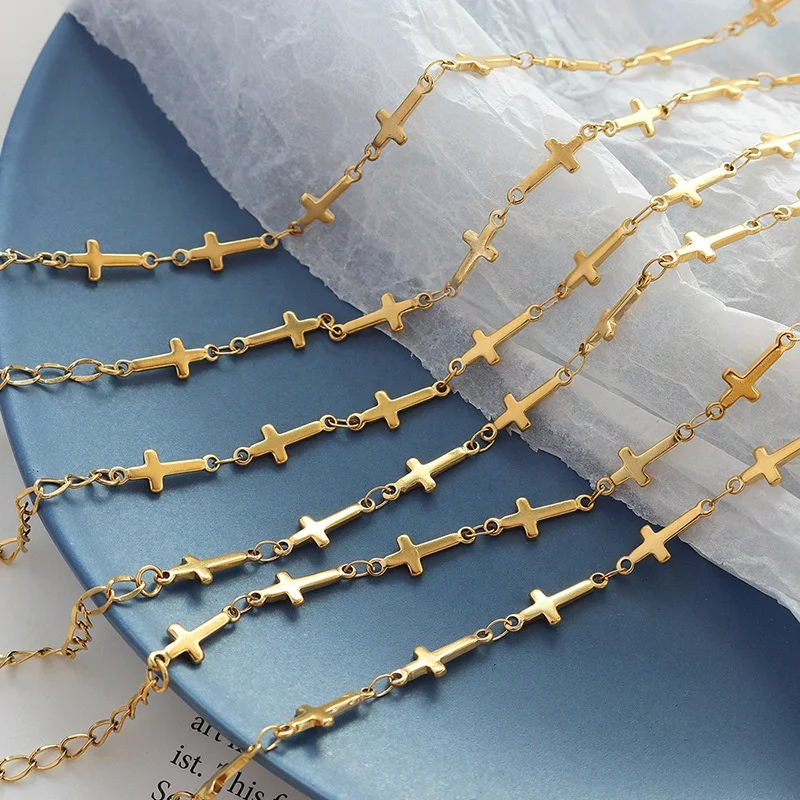 

Thin Style Fashion Chain Cross Jesus Bracelets Women Charm Christian 18k Gold Plated Stainless Steel Bracelet Religion Jewelry
