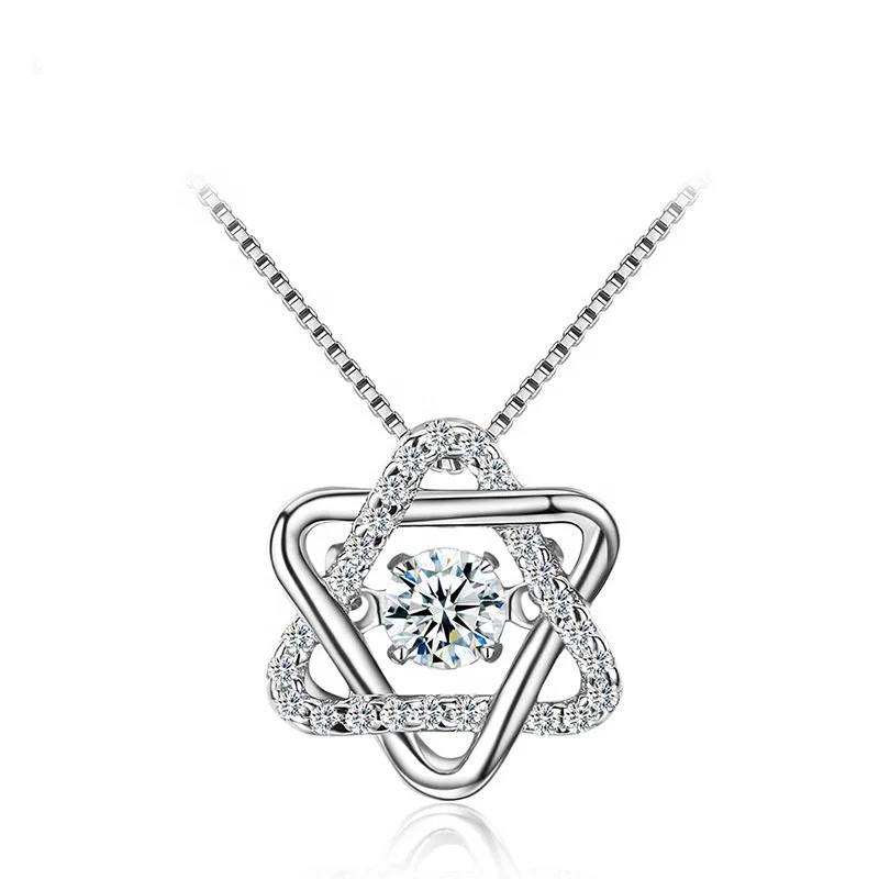 

Fashion Dazzling Zircon Necklace Silver Crystal David Star Pendant Necklace Jewelry For Women Party Christmas Jewelry Gift