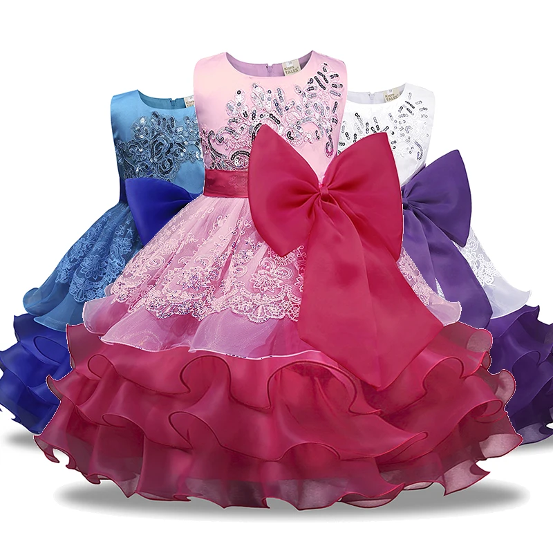 

New Design Toddler Kids Girls Party Bow Lace Layered Dresses Patterns For 2-8 Year Old Girl, Fuchsia children butterfly dress