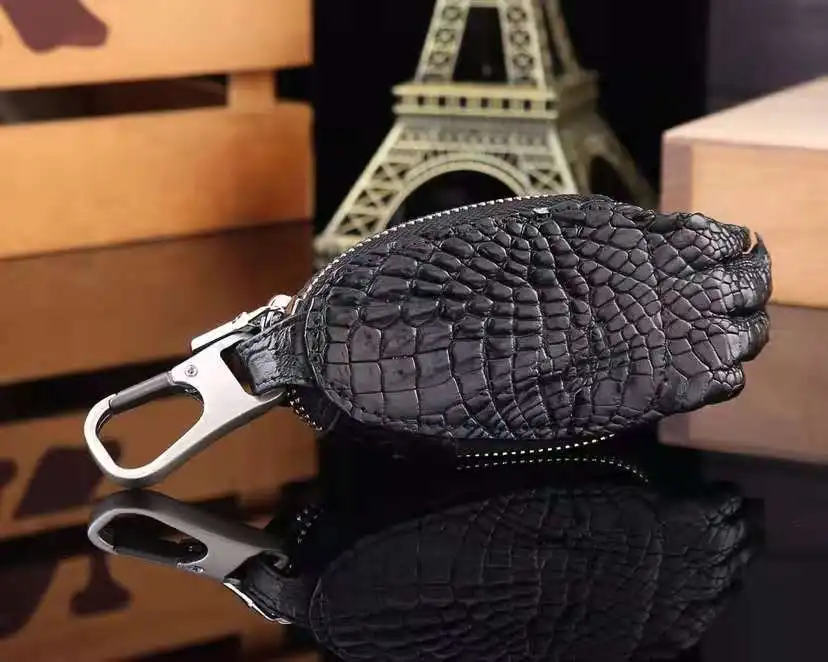 

High Quality Genuine Crocodile Leather Key Case Unisex YKK Zipper Key Bag for Car Genuine Leather Car Key Holder Case