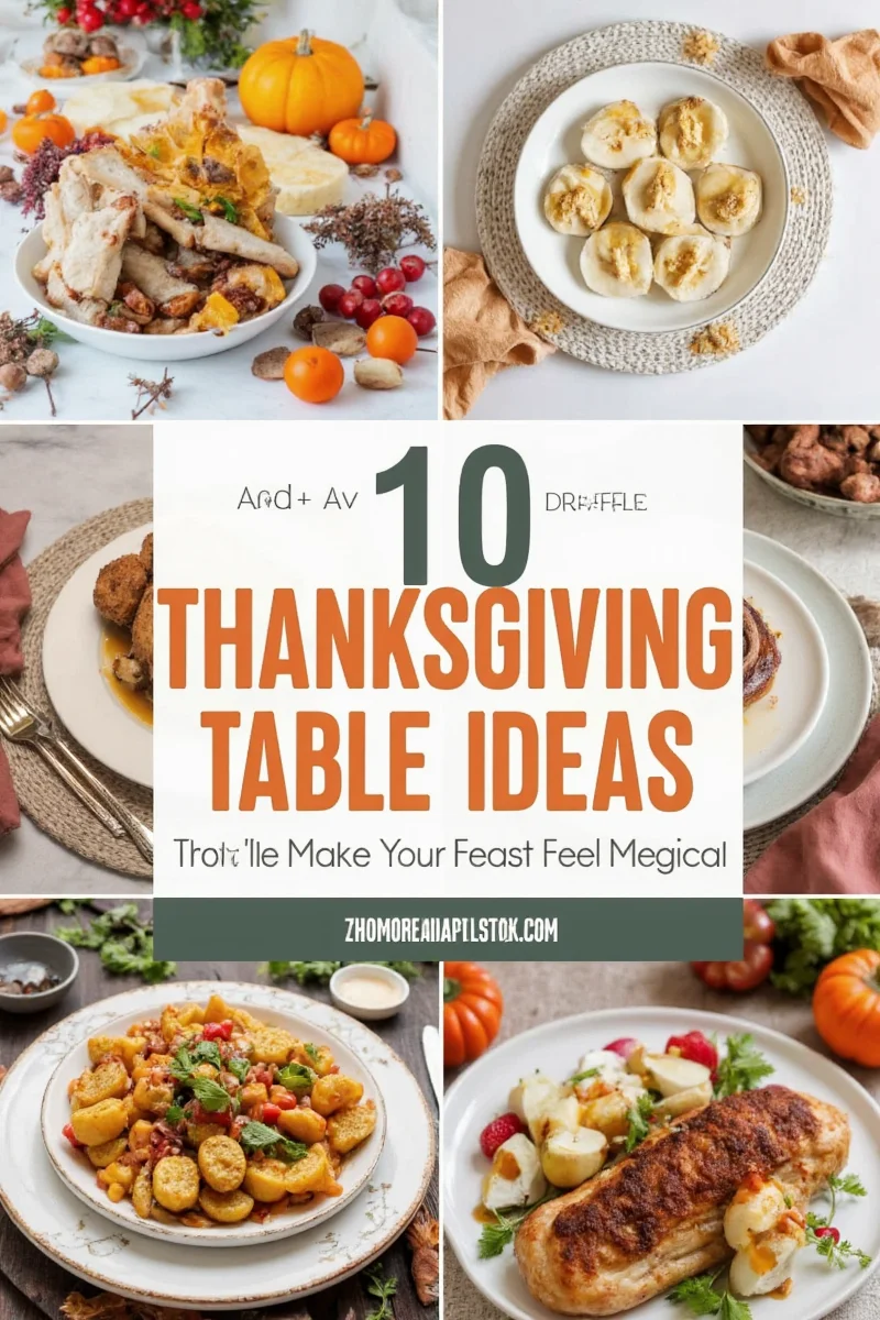 Colorful Thanksgiving table with themed placemats and fun centerpieces