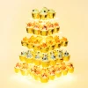 5 Tier Acrylic Cupcake Pastry Stand with LED String Lights Dessert Tree Tower for Birthday/Wedding Party (Warm)